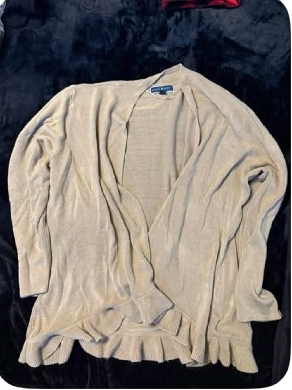 Karen Scott Beige Open-Front Lightweight Cardigan